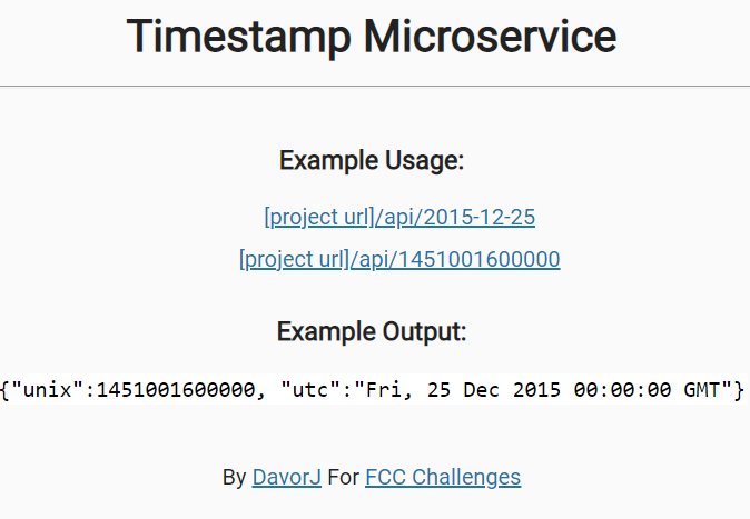 Timestamp Microservice (Node, Express)